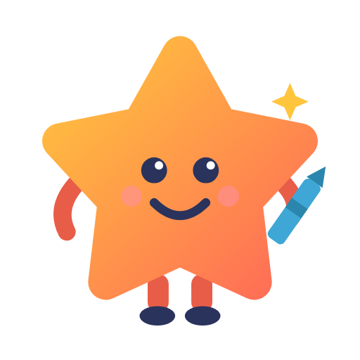 Wondy, the WonderSheets star mascot, holding a crayon